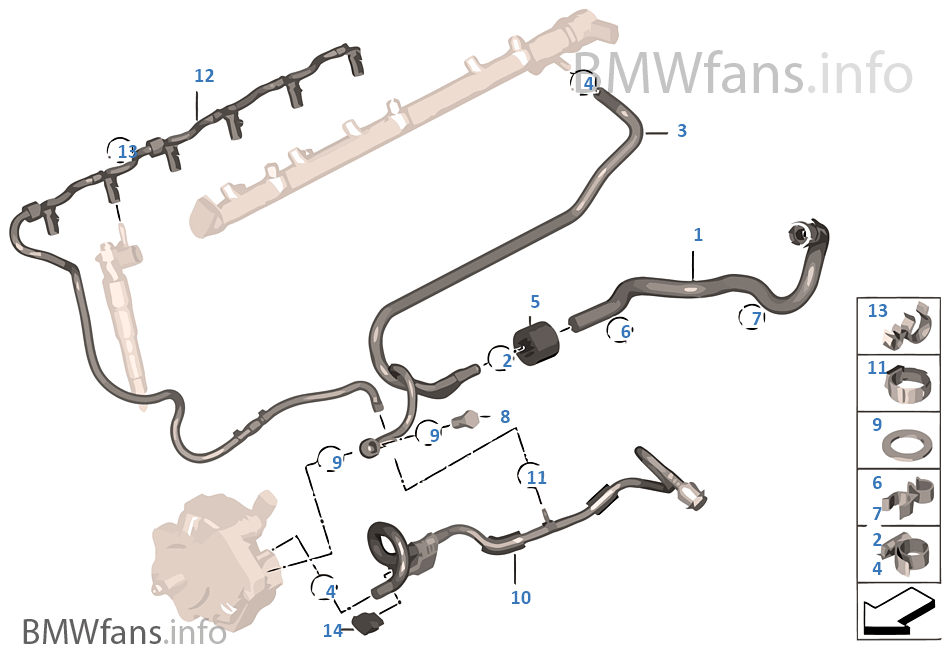 Fuel lines BMW X5 E70 X5 3.5d M57N2 USA