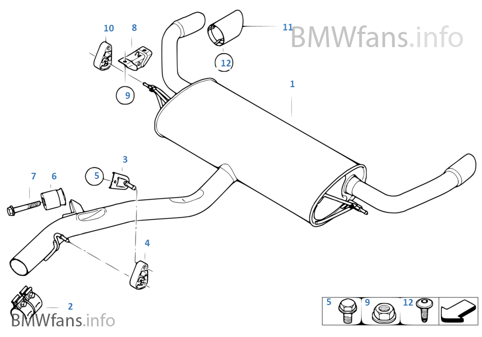 Exhaust system, rear BMW X5 E70 X5 3.0si N52N Europe