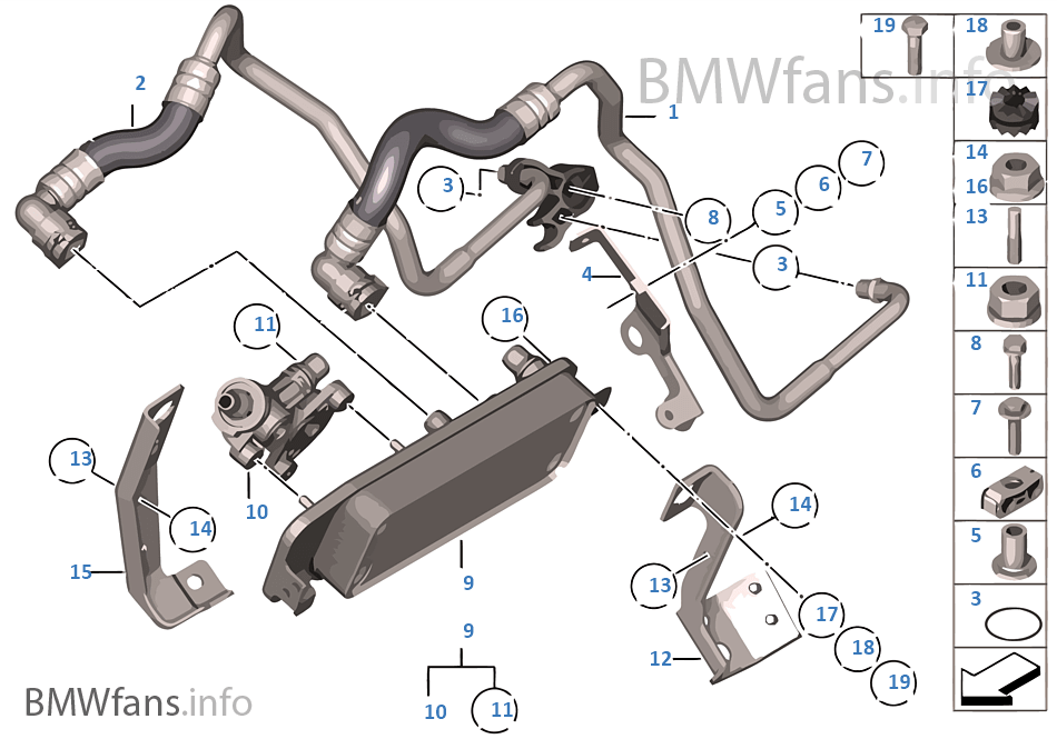 Heat exch./transmission oil cooler line | BMW 7' F01 740i N54 Europe