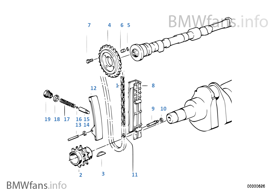 Timing and valve traintiming chain BMW 3' E30 318i M10 Europe