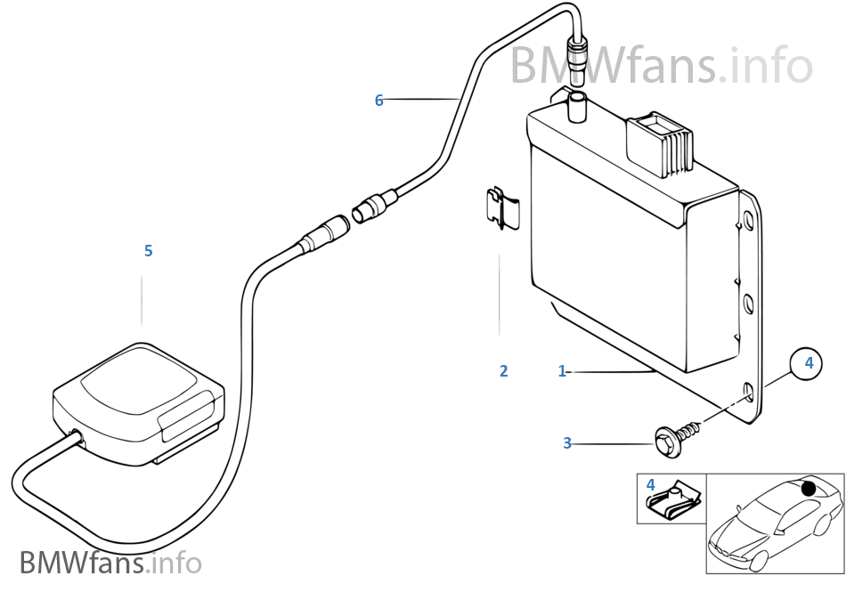 GPS receiver module/GPS antenna BMW 3' E46 320d M47 Europe