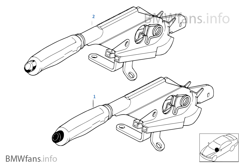 Individual handbrake lever w/wood handle BMW Z3 E36 Z3 2.8 M52 USA