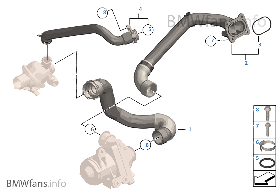 Cooling System Water Hoses BMW 7' F01 740i N54 Europe