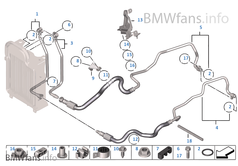 Engine oil cooler pipe BMW X6 E72 Hyb Hybrid X6 N63 USA