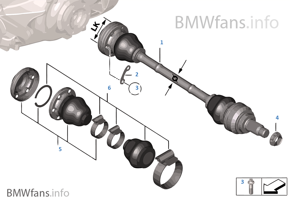 Output shaft BMW 3' E90 320d M47N2 Europe