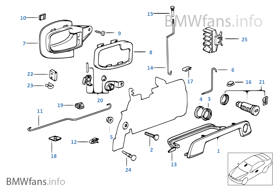 Front door control/door lock | BMW 3' E36 318is M42 USA