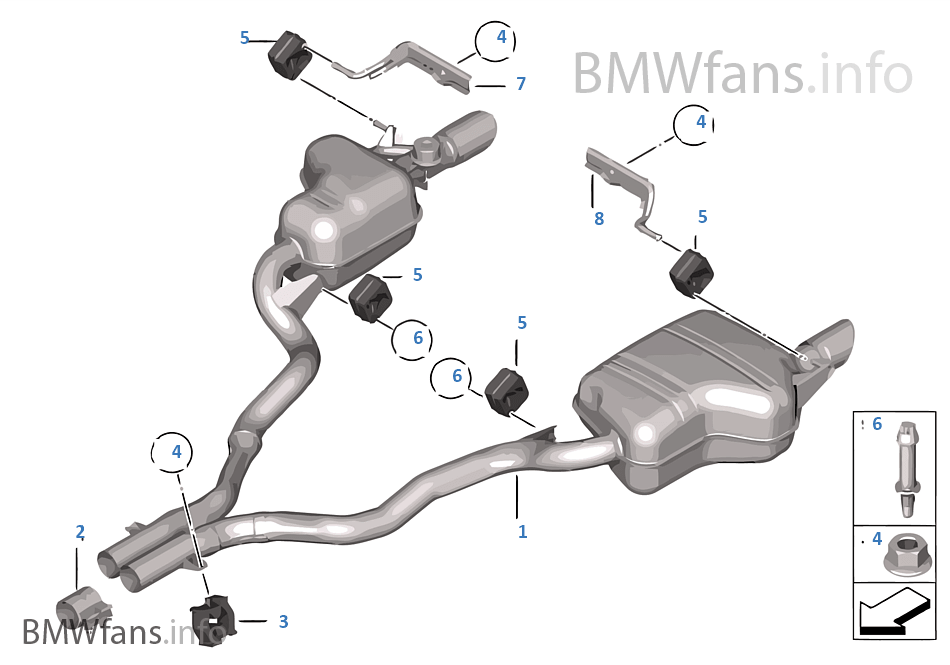 Exhaust system, rear BMW Z4 E89 Z4 35i N54 USA