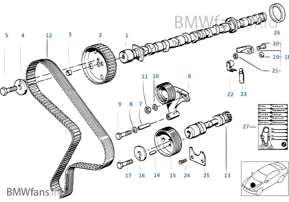 Timing+valve traintooth belt/camshaft BMW 5' E28 524td M21 Europe