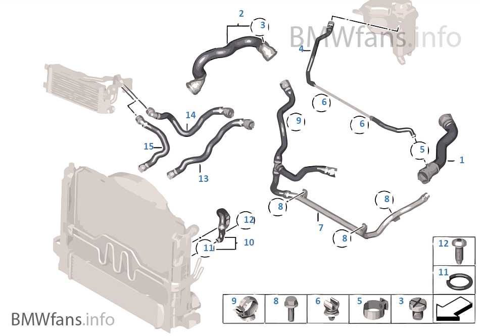 Cooling System Water Hoses BMW X1 E84 X1 28i N20 USA