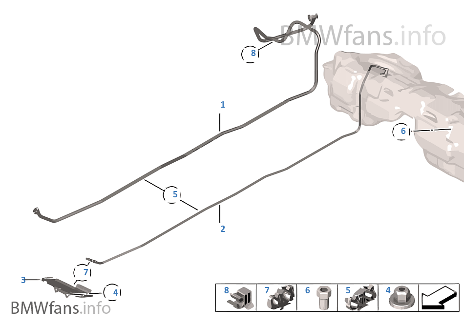 Fuel pipes / Mounting parts BMW 1' F21 116i N13 Europe
