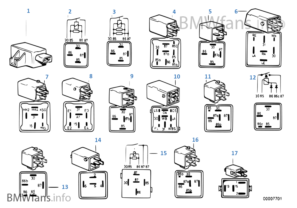 Various relays BMW 5' E34 M5 3.8 S38 Europe