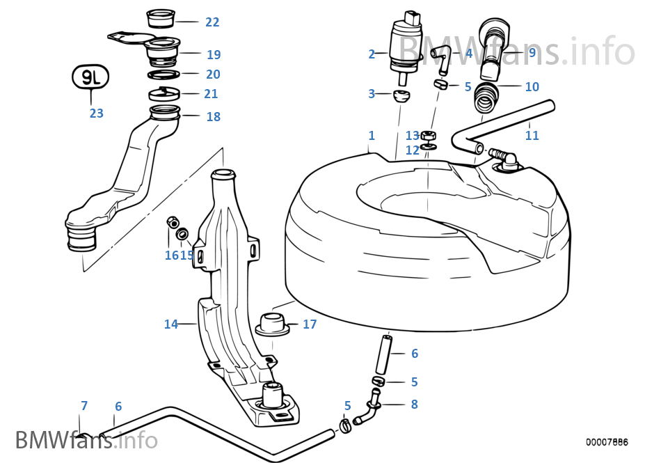 Headlight cleaning system BMW 8' E31 850Ci M70 Europe
