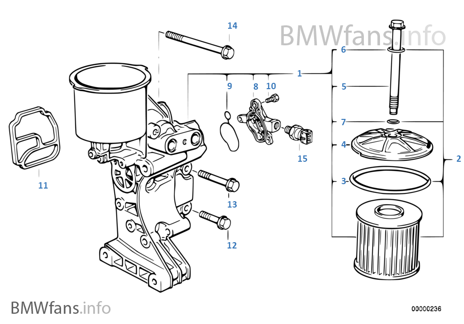 Lubrication systemOil filter BMW 3' E36 325i M50 Europe