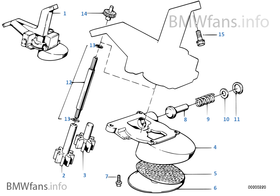 Lubrication system/Oil pump with drive BMW 3' E30 320i M20 Europe