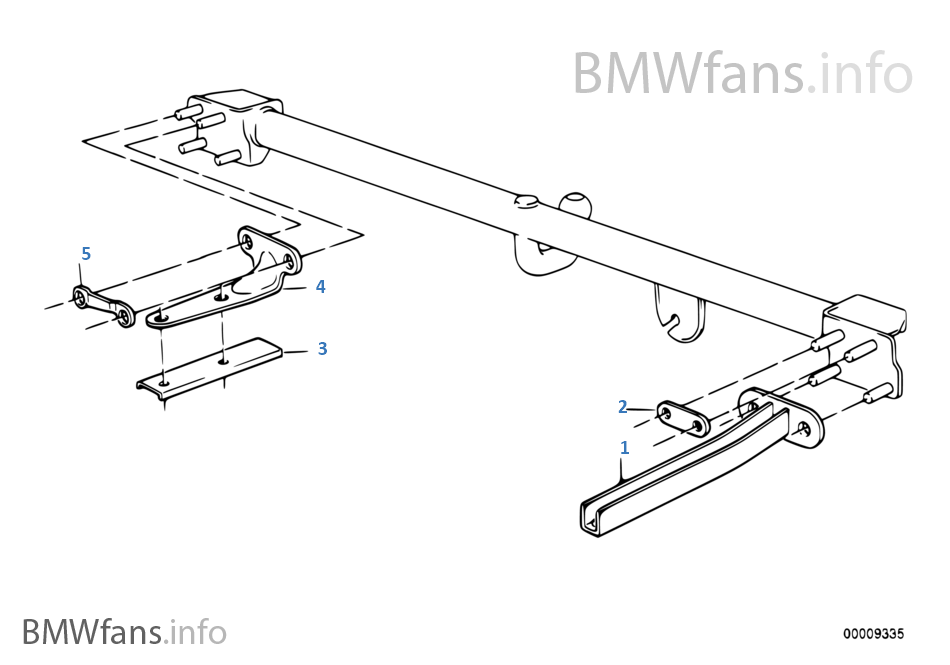 Single parts of trailer hitch BMW 3' E30 318is M42 Europe