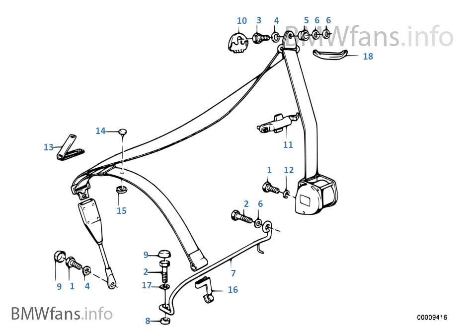 Front safety belt mounting parts | BMW 3' E30 318is M42 Europe