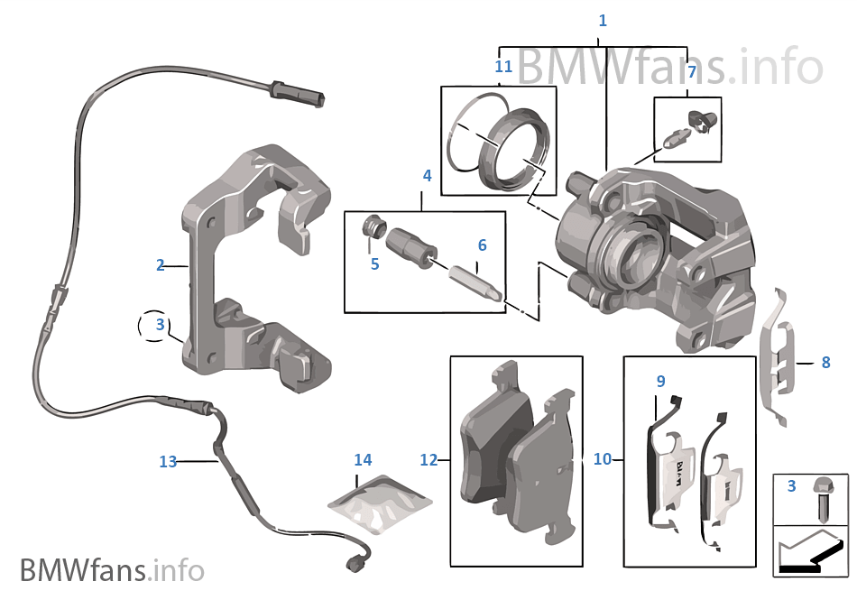Front brake pad wear sensor BMW 1' F20 116i N13 Europe