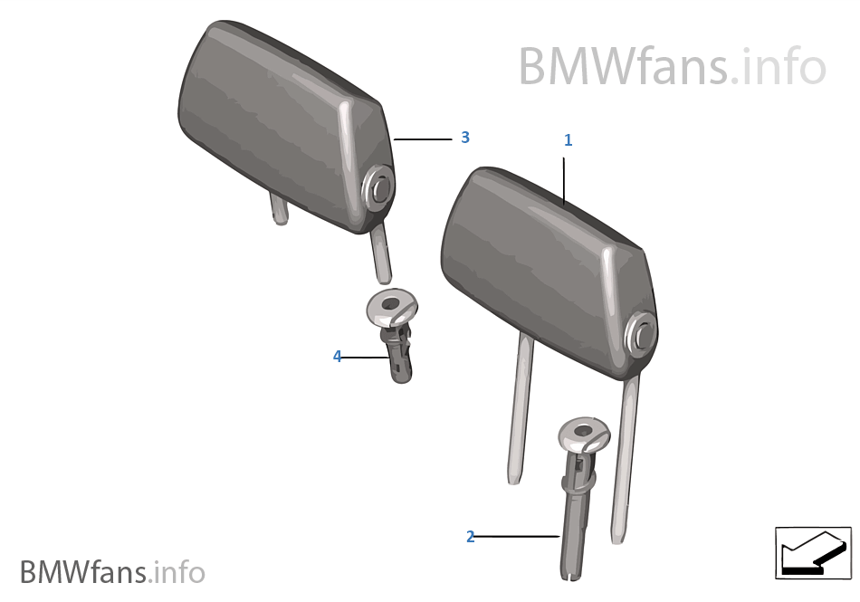 Rear seat head restraint BMW 3' F30 320i ed N13 Europe