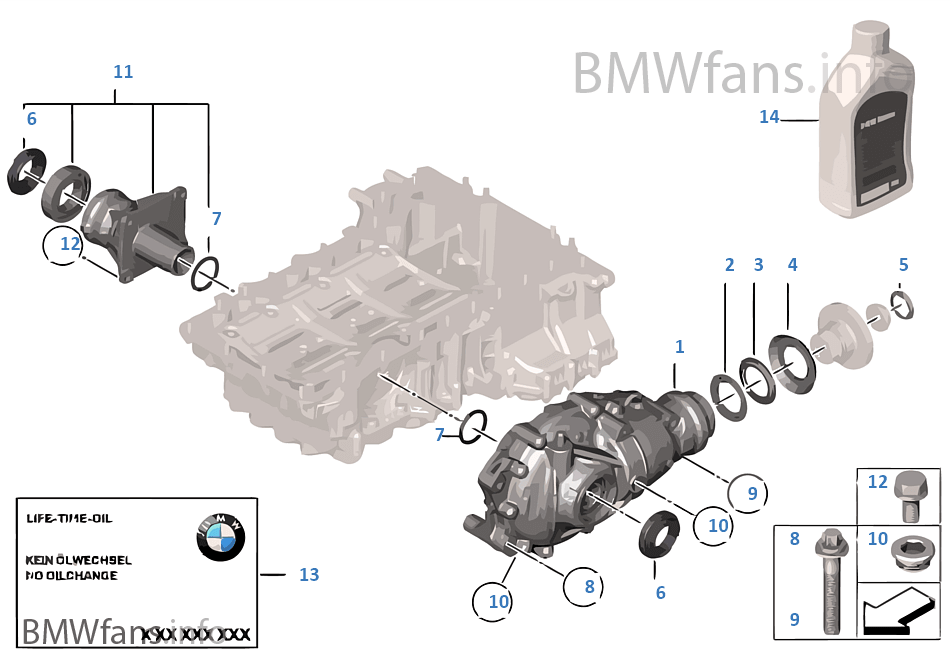 Front diff., components, allwheel BMW X3 F25 X3 35iX N55 USA