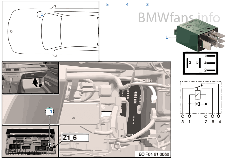 Relay for rear wiper Z1_6 BMW X3 F25 X3 35iX N55 USA