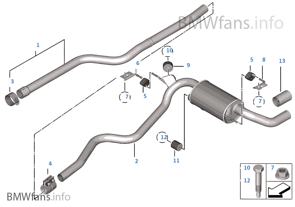 Exhaust system, rear BMW 1' F20 120d N47N Europe