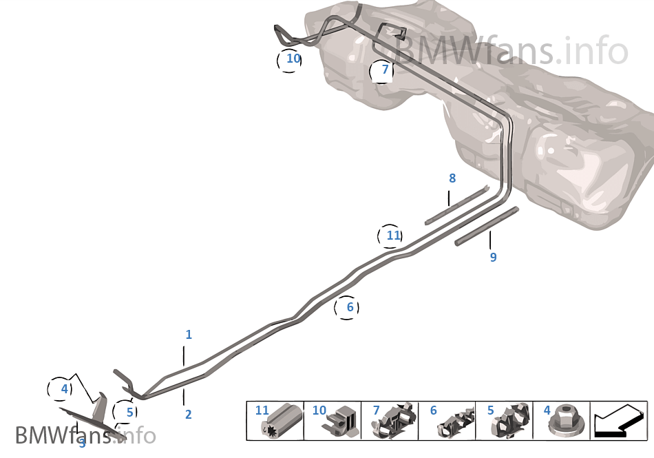 Fuel pipes / Mounting parts BMW 1' F21 LCI M135iX N55 Europe