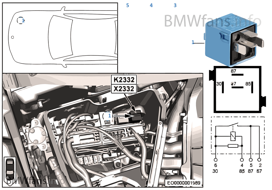 Relay for coolant pump K2332 BMW X5 E70 LCI X5 M50dX N57X Europe