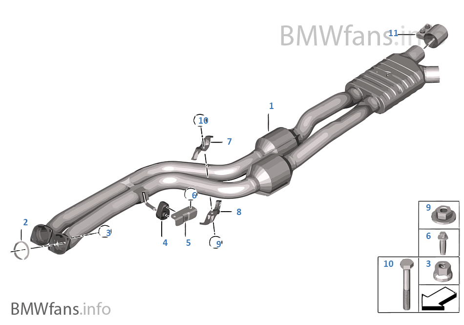 Catalytic converter/center muffler BMW 3' F80 M3 M3 S55 USA