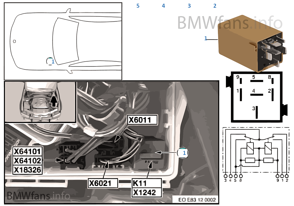 Relais essuieglace K11 BMW X3 E83 X3 2.0d M47N2 l'Europe