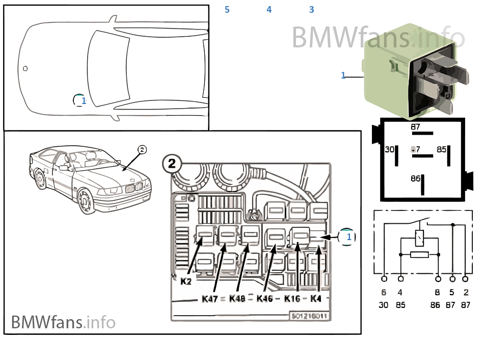 Relay for heater blower K4 BMW 3' E36 318is M42 Europe