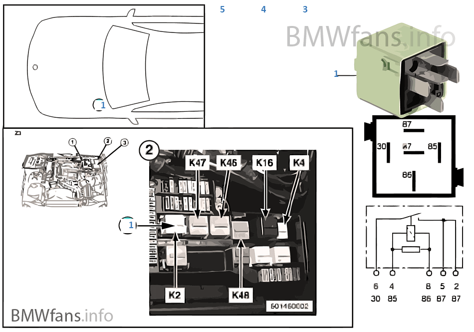 Relay for air horn K2 BMW Z3 E36 Z3 1.9 M43 Europe