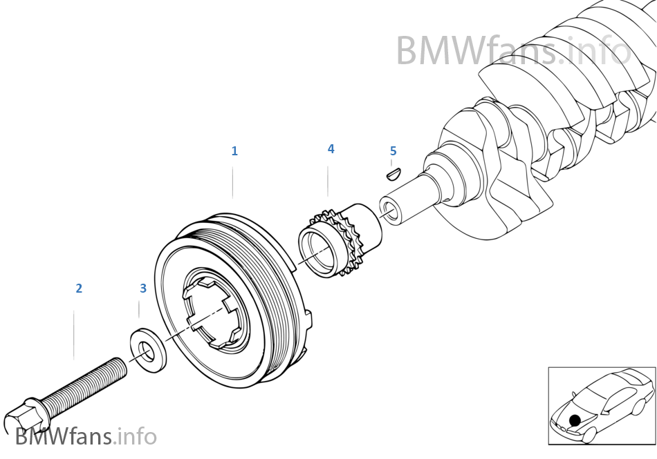 Belt DriveVibration Damper BMW 3' E46 320d M47 Europe