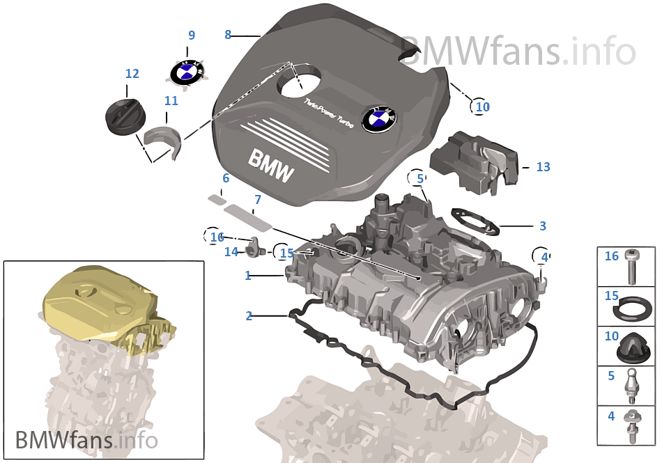 Cylinder head cover/Mounting parts BMW X1 F48 X1 18i B38 Europe