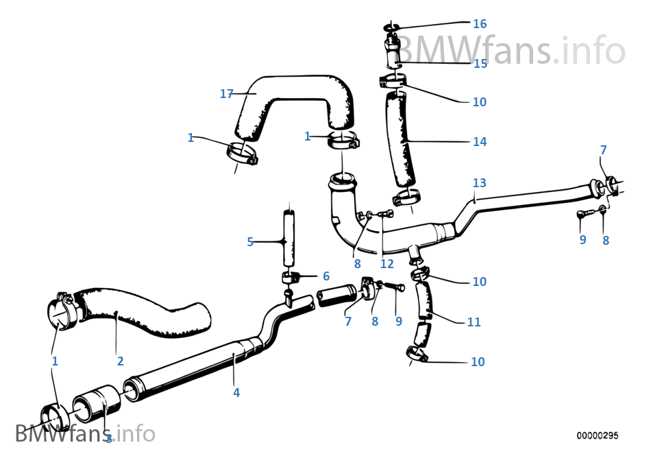 Cooling System Water Hoses BMW 15022002tii 2002 M10 USA