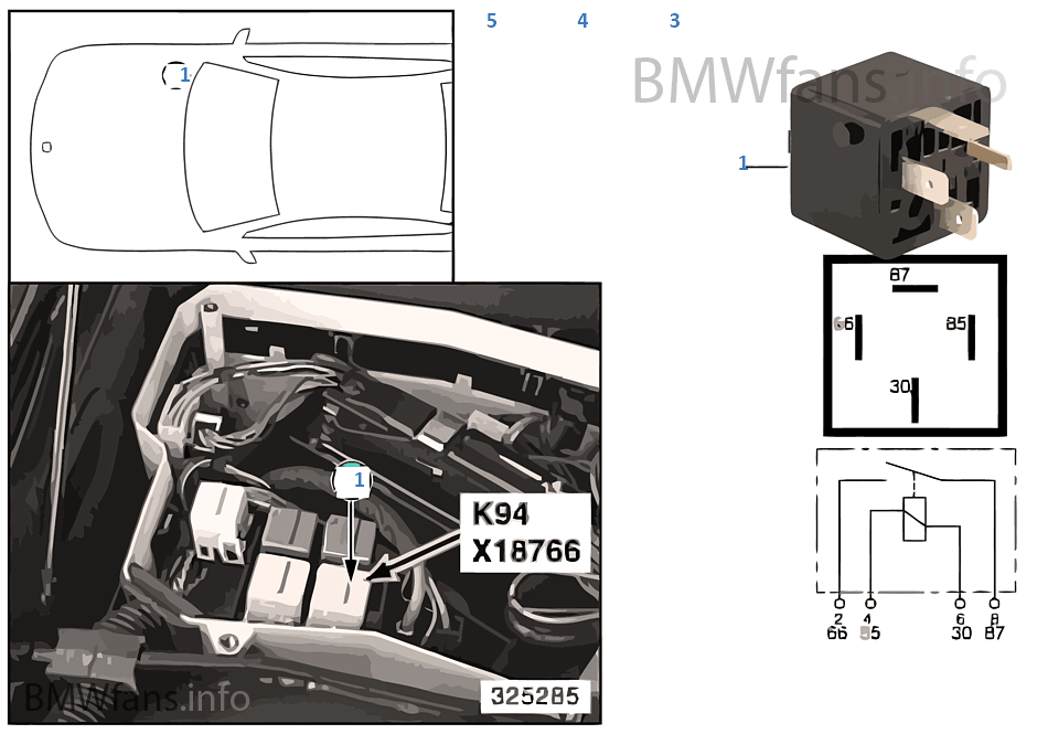 Relais Motor K94 BMW 5' E39 530d M57 Europa