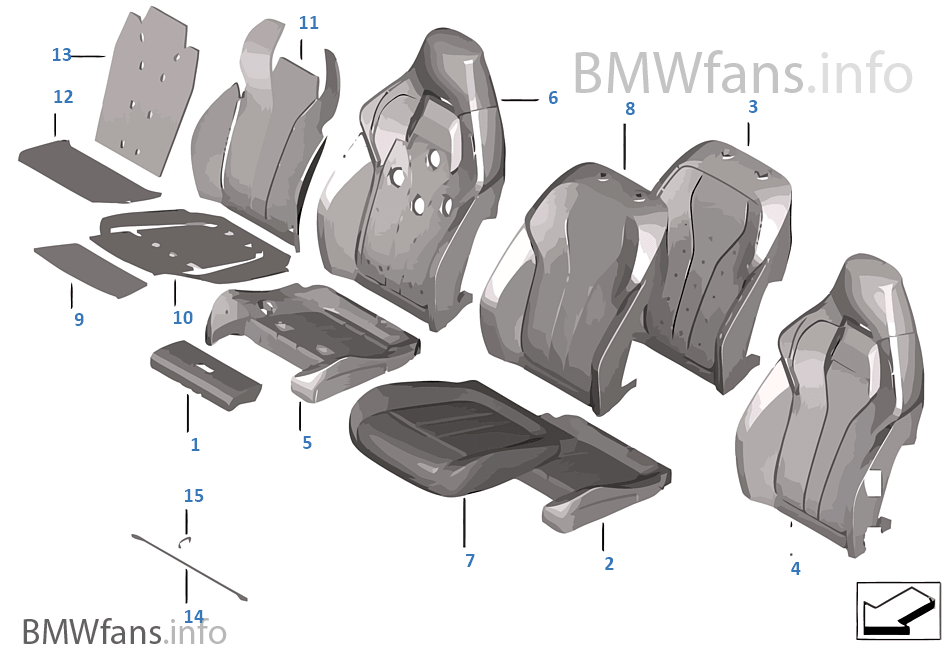 Seat, front, upholstery and cover BMW X5 M F85 X5 M S63R Europe