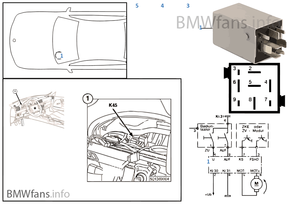 Relay, folding sunroof K45 BMW 3' E36 M3 3.2 S52 USA