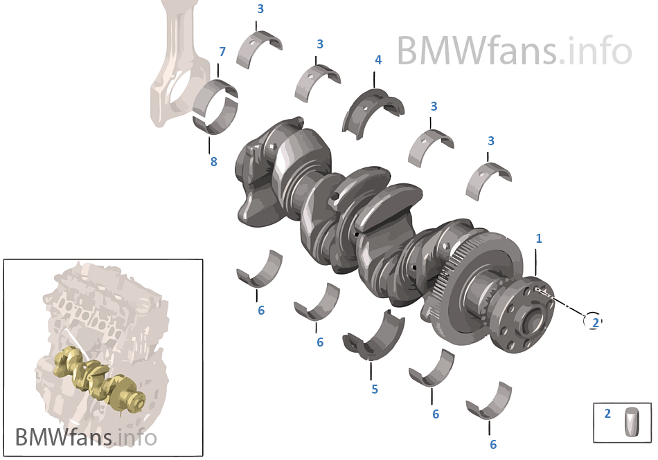 Crankshaft with bearing shells BMW 3' F34 GT 320d B47 Europe