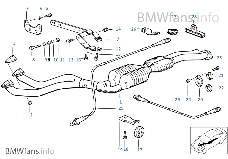 Catalytic converter/front silencer BMW 3' E36 325i M50 Europe