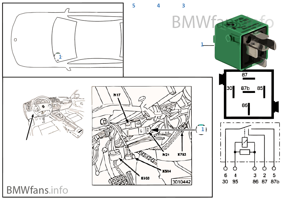Relay, double relay module N21 BMW 3' E36 316i M43 Europe