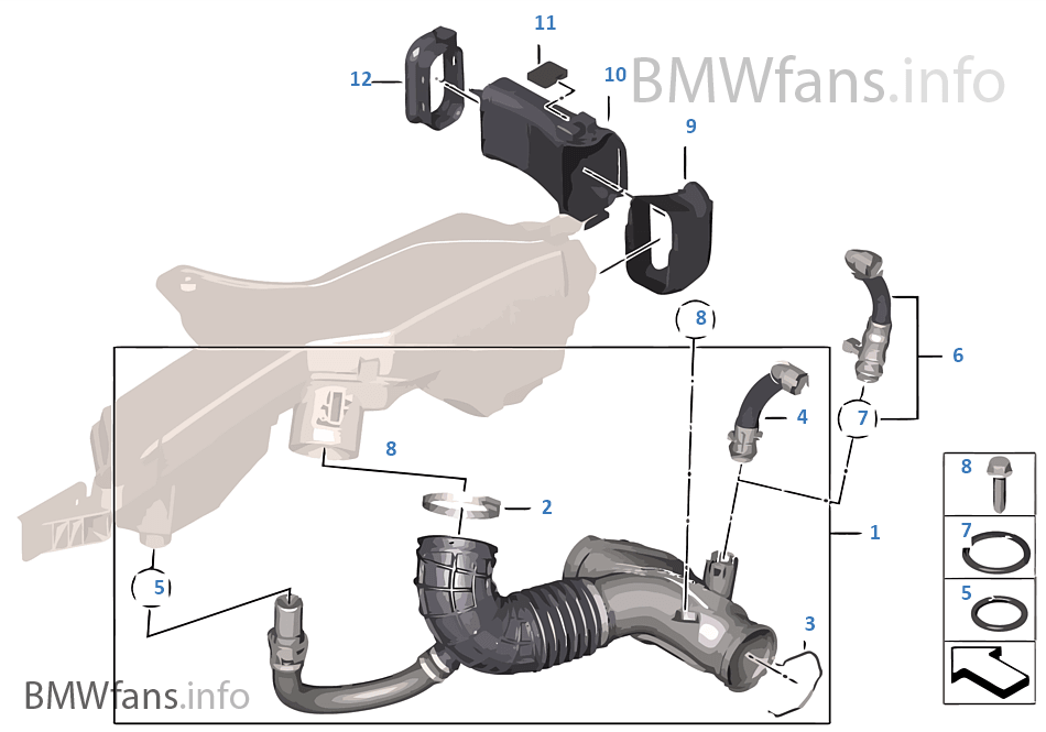 Fresh air duct / air intake BMW 1' F21 LCI 116d B37 Europe