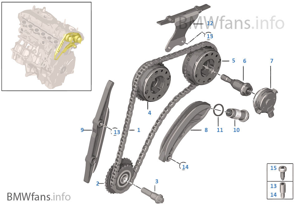 Timing gear timing chain top — VANOS BMW 3' F30 LCI 340i B58 Europe