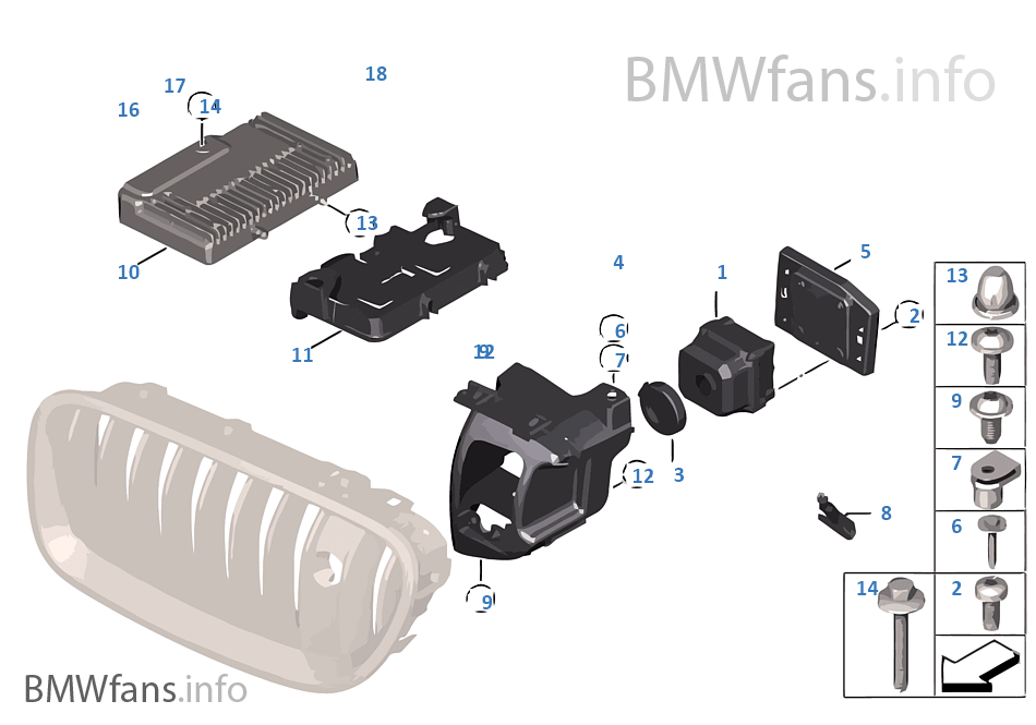 Night vision camera BMW 5' F07 GT LCI 535i N55 USA