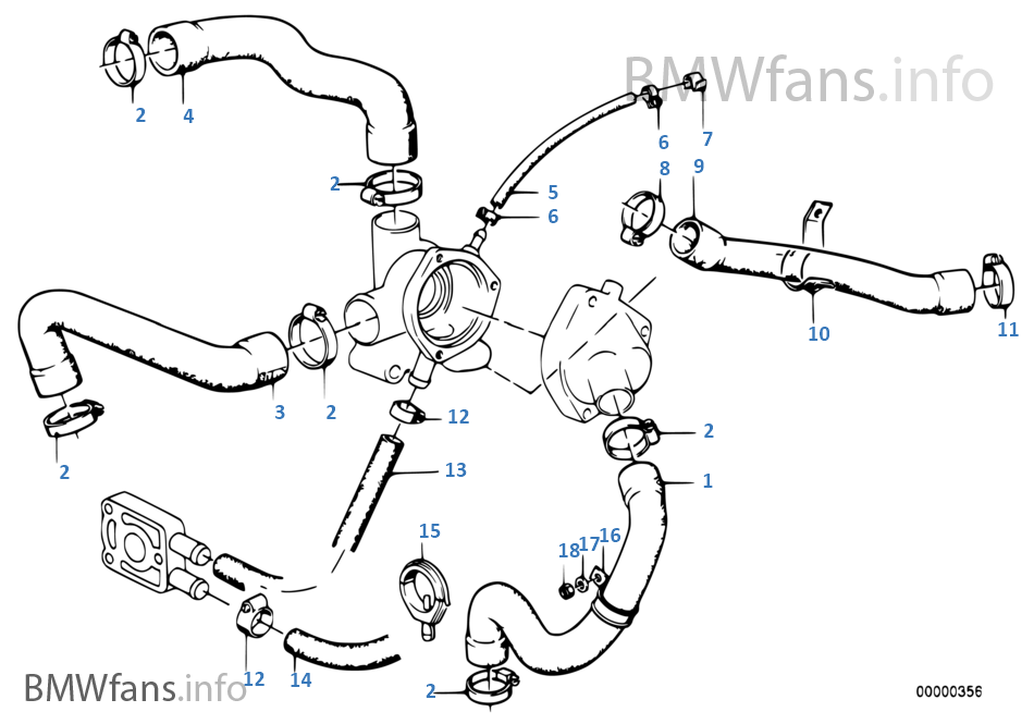 Cooling System Water Hoses | BMW 5' E28 520i M20 Europe
