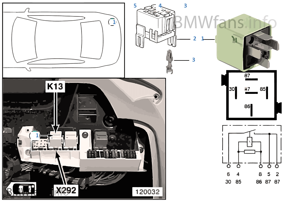 Relay for heated rear window K13 BMW X5 E53 X5 3.0d M57 Europe
