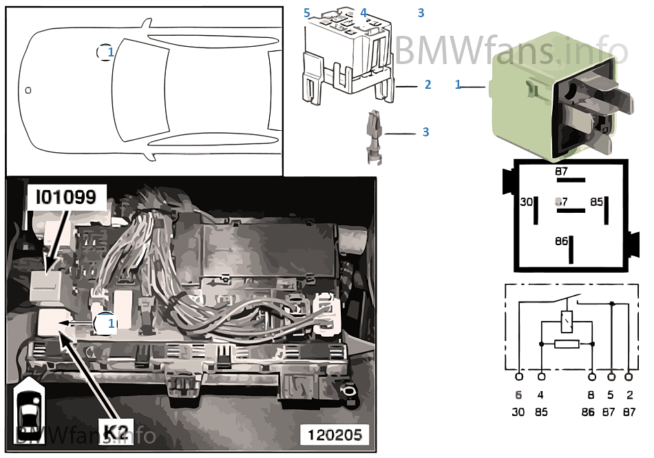 Relay for air horn K2 BMW X5 E53 X5 3.0d M57 Europe