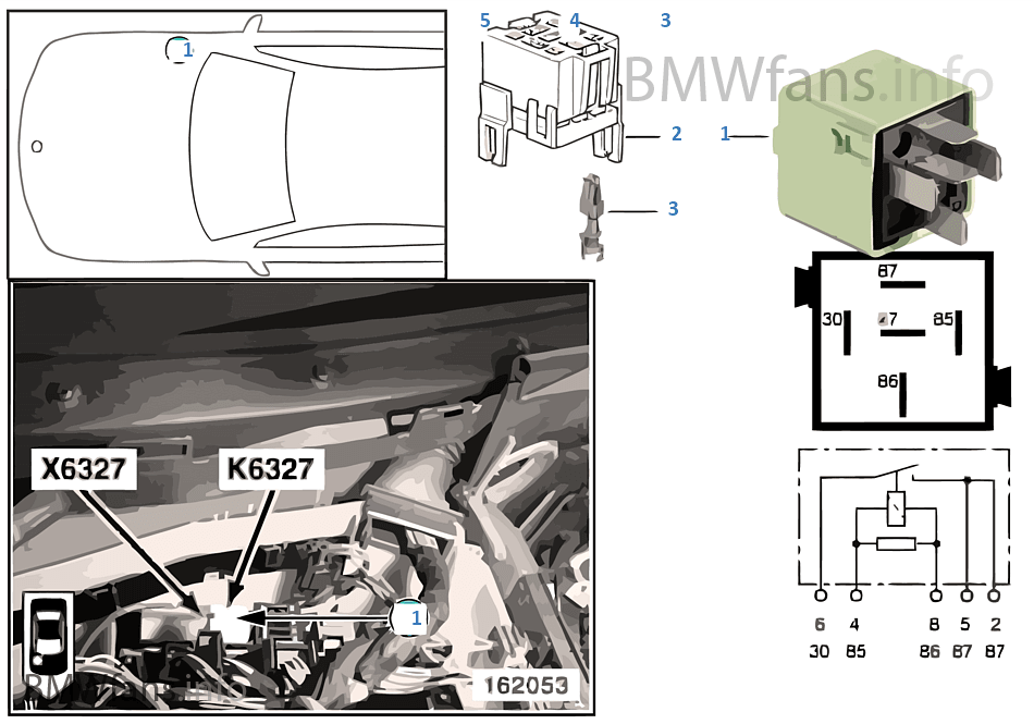 Relay for injectors K6327 BMW 5' E39 530d M57 Europe