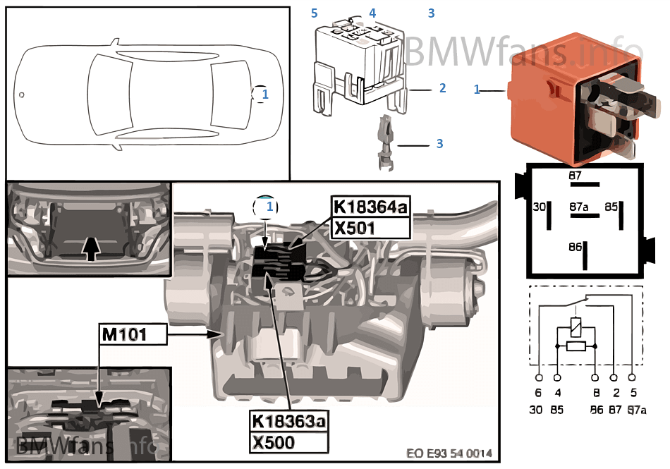 Relay for hardtop drive 2 K18364a | BMW 3' E93 320d N47 Europe