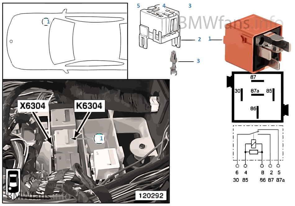 Secondary air injection pump relay K6304 BMW X5 E53 X5 4.6is M62 Europe