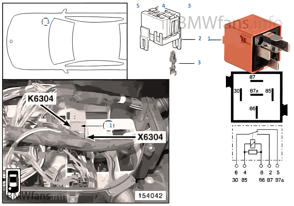 Secondary air injection pump relay K6304 BMW X5 E53 X5 3.0i M54 USA